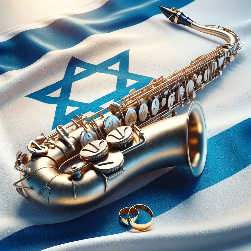 סקסופון לחתונה עם דגל ישראל